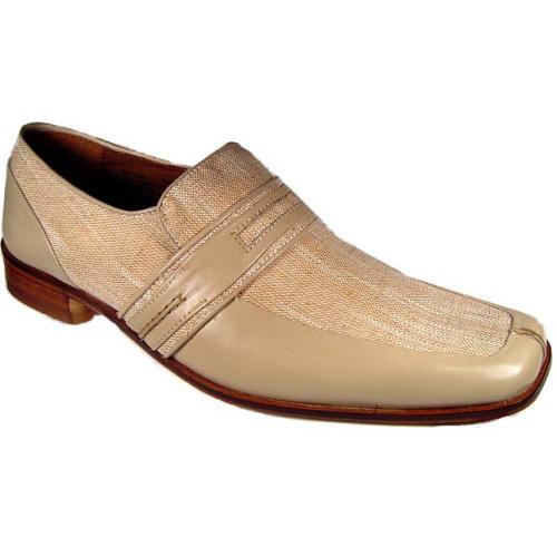 Fratelli Bone/Beige Genuine Leather/Linen Shoes